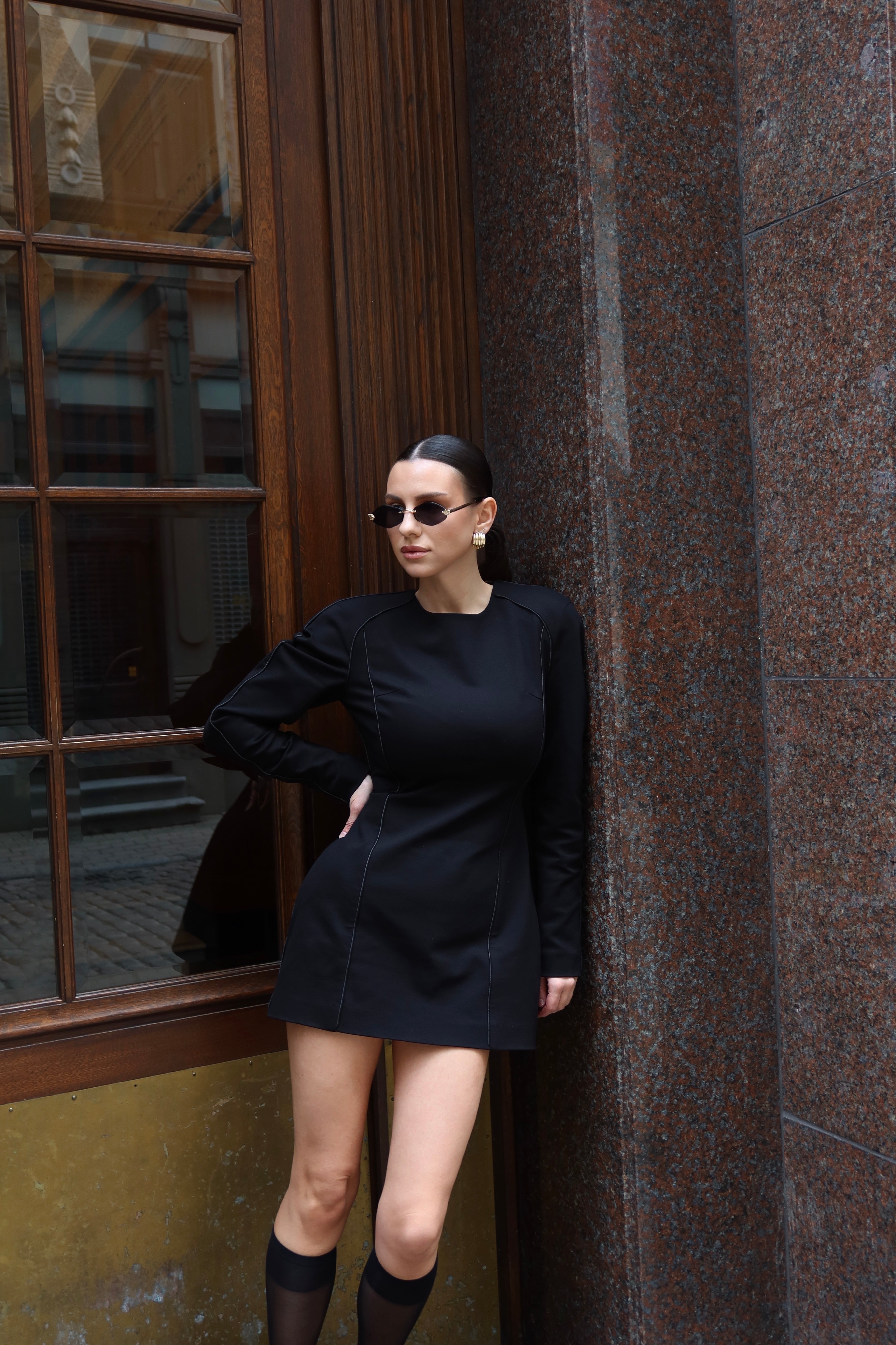 Black Structured Mini Dress