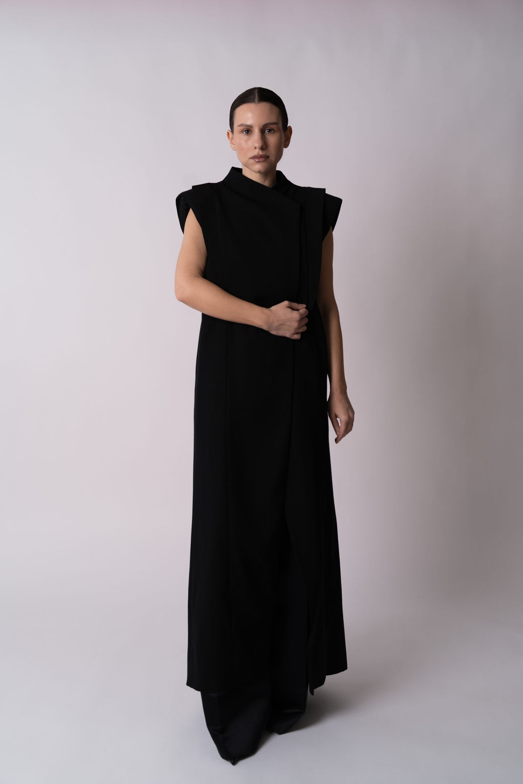 Limited Edition Architectural Maxi Gilet – Structured Wool & Silk Couture Vest