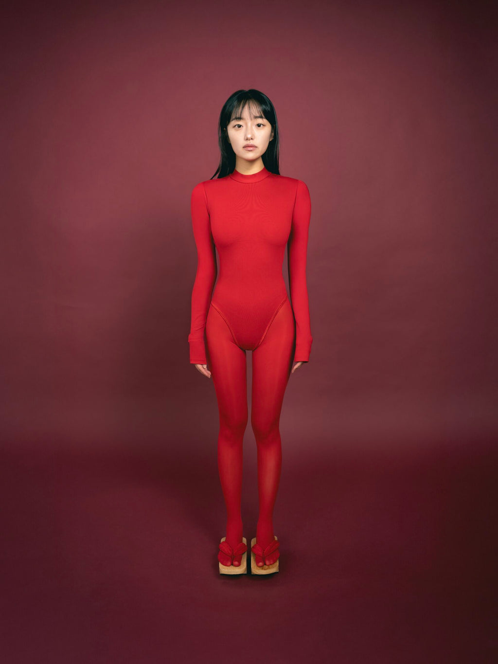 Open Back Heart Bodysuit In Red