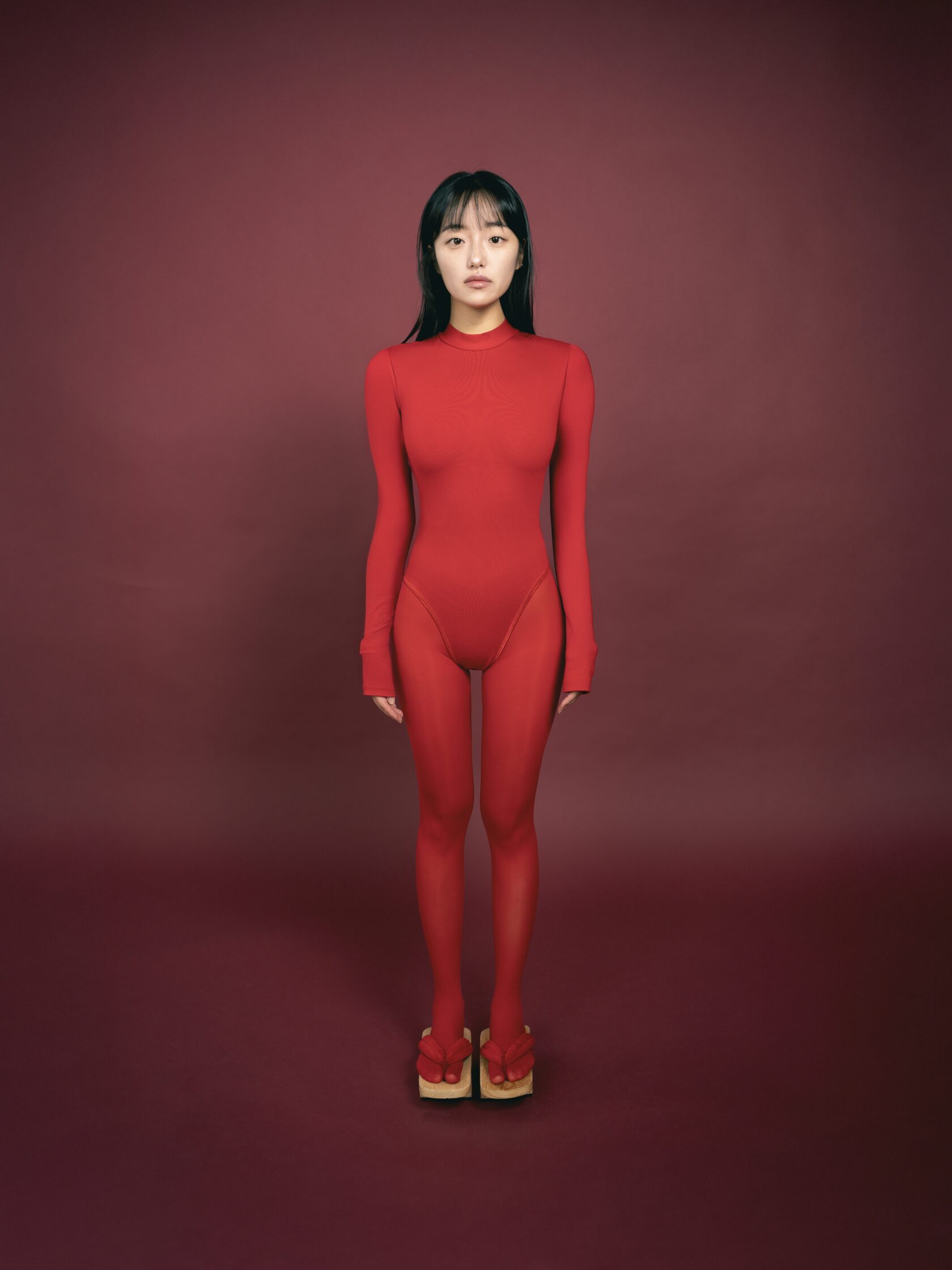 Open Back Heart Bodysuit In Red